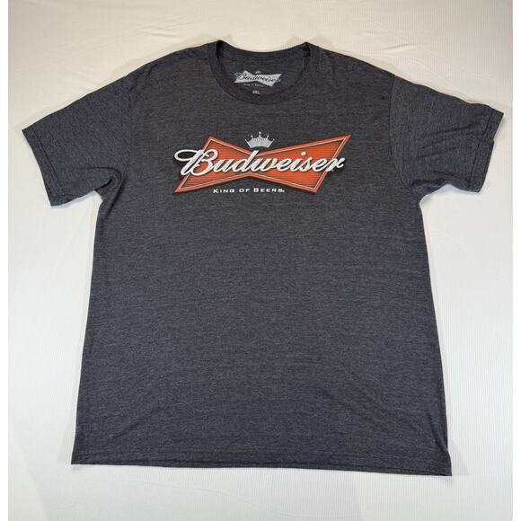 Budweiser Bowtie Logo T-Shirt 2XL Gray Heather King of Beers Graphic Tee - Picture 2 of 7